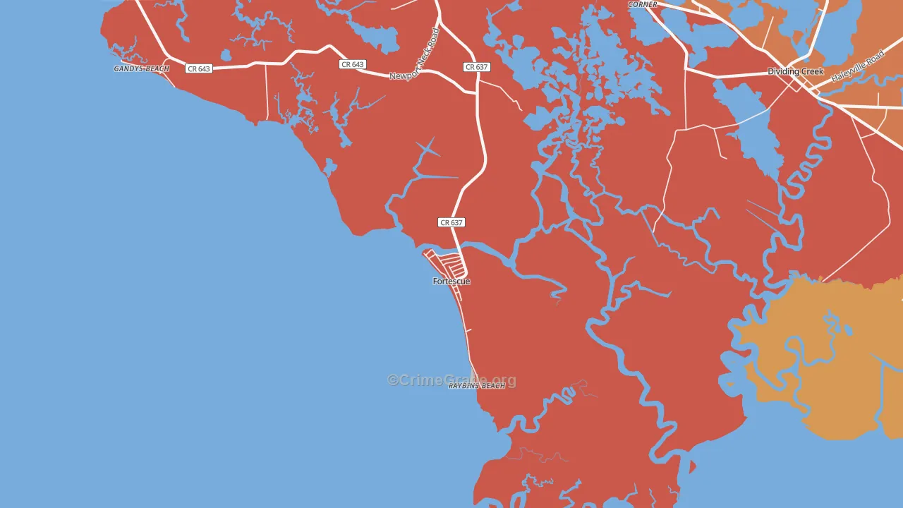 Fortescue, NJ Map of Burglary Rates