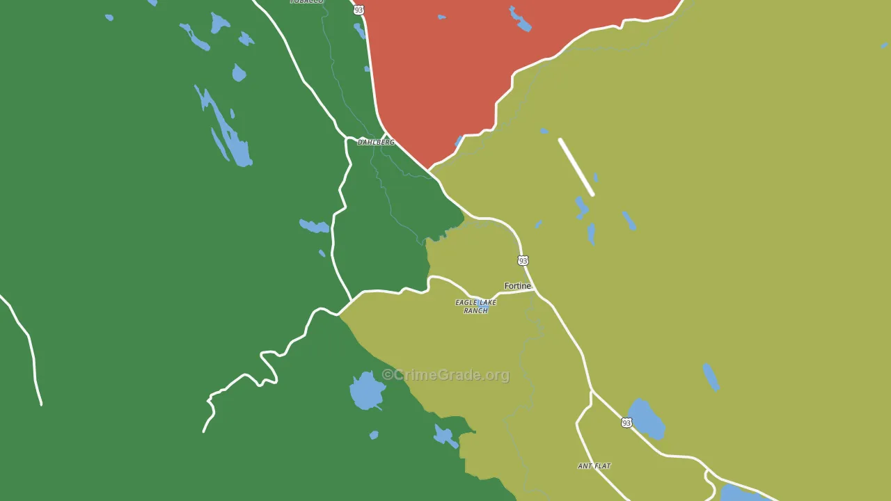 Fortine, MT Map of Burglary Rates