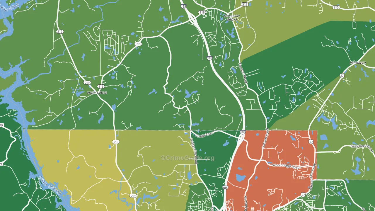 Fortson, GA Map of Burglary Rates