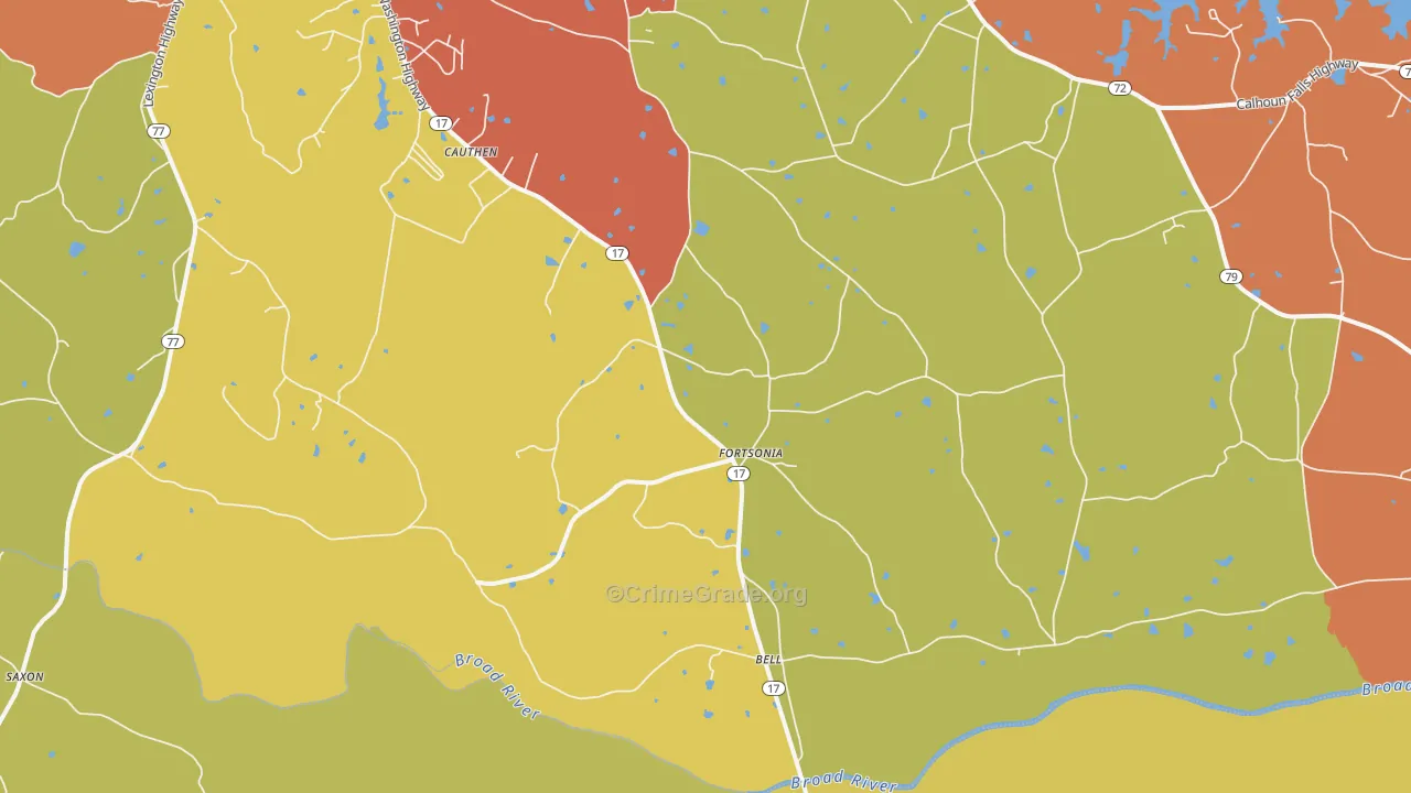 Fortsonia, GA Map of Burglary Rates