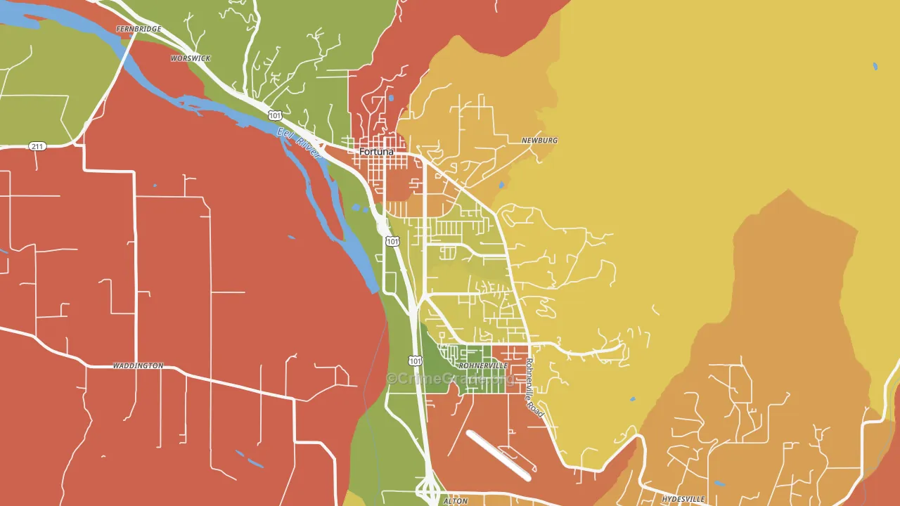 Fortuna, CA Map of Burglary Rates