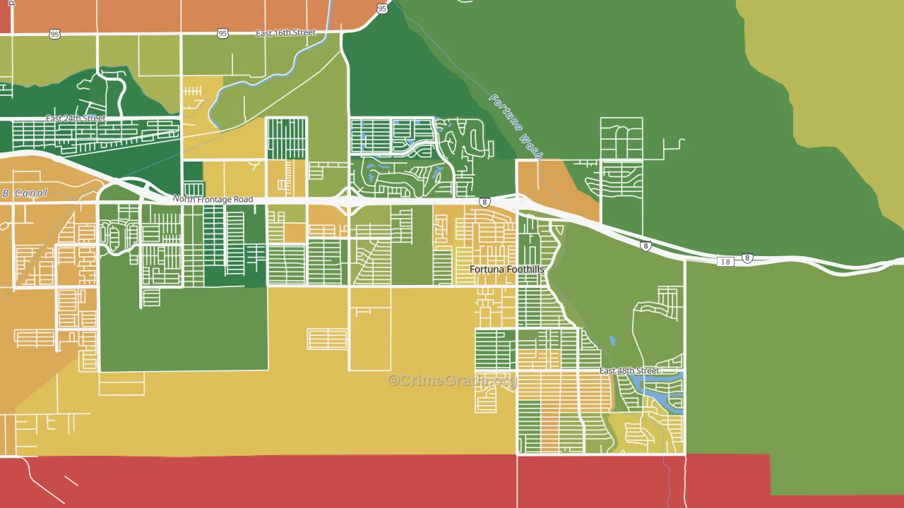 Fortuna Foothills, AZ Map of Burglary Rates