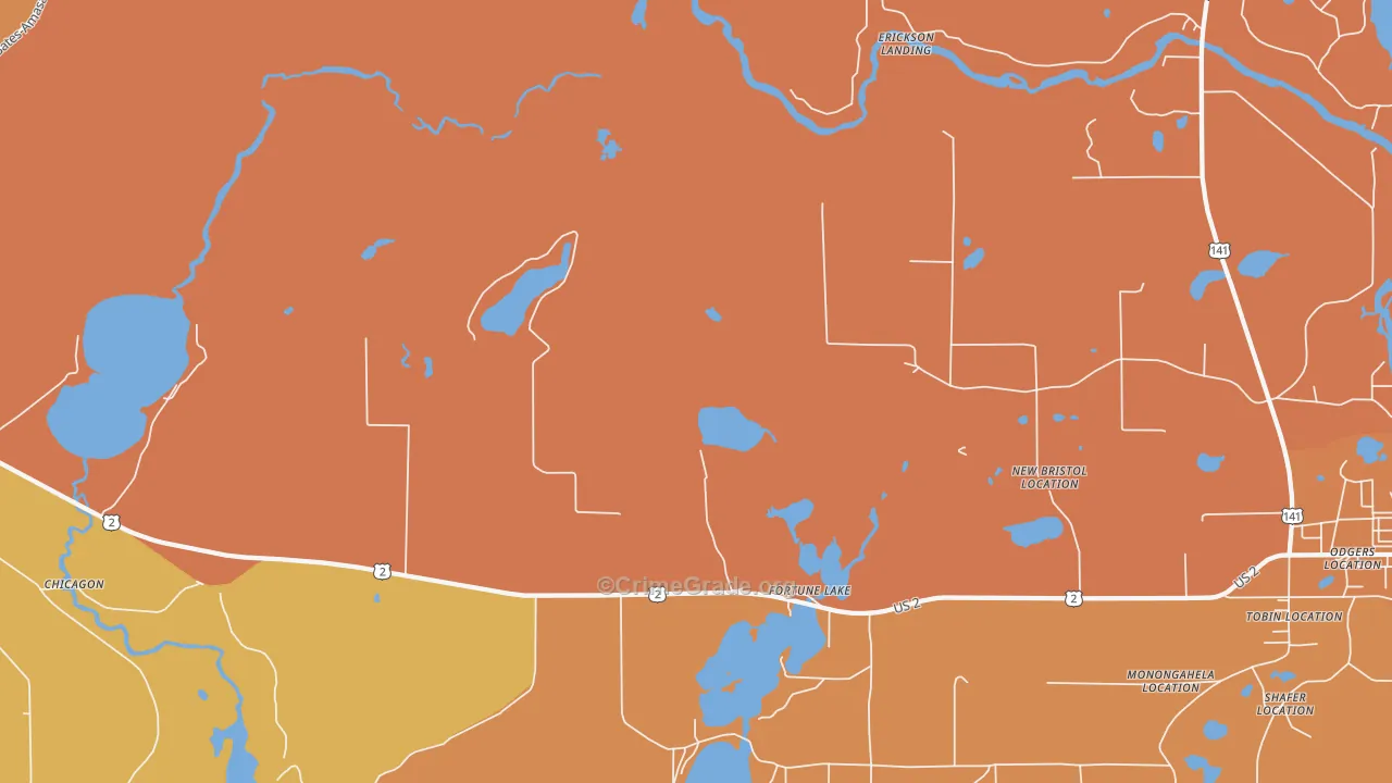 Fortune Lake, MI Map of Burglary Rates