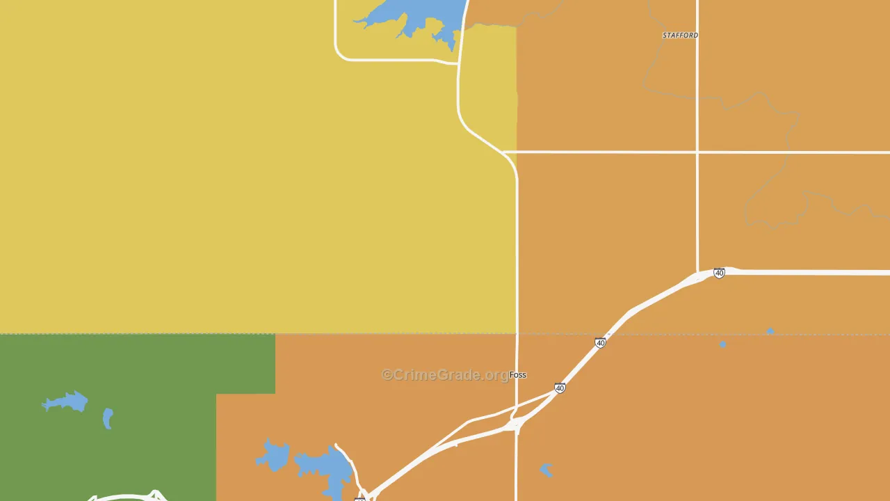 Foss, OK Map of Burglary Rates