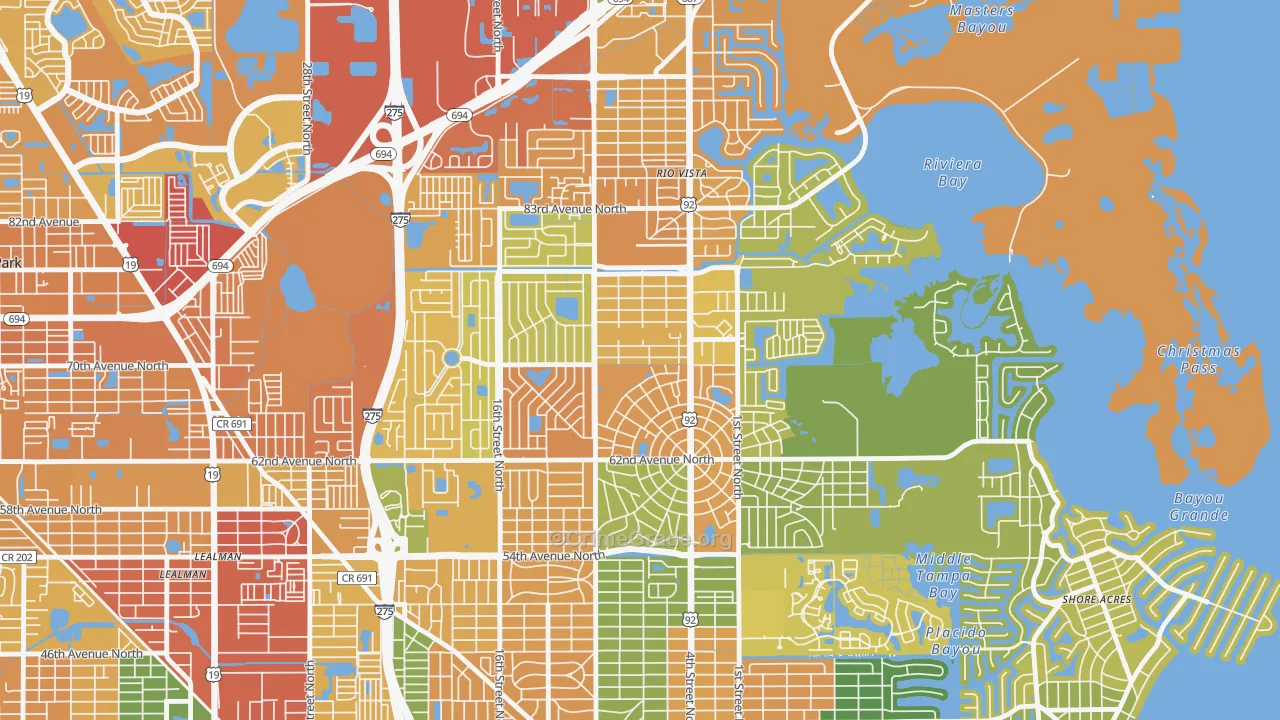 Fossil Park, St. Petersburg, FL Map of Burglary Rates
