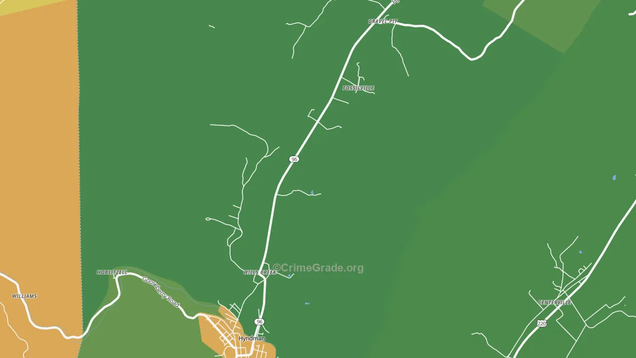 Fossilville, PA Map of Burglary Rates