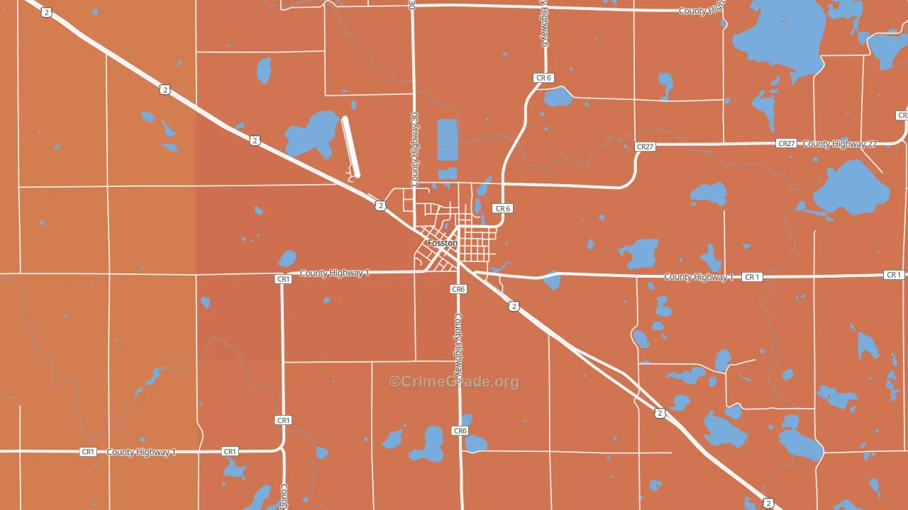 Fosston, MN Map of Burglary Rates