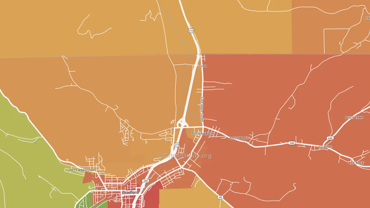 Foster Brook, PA Map of Burglary Rates