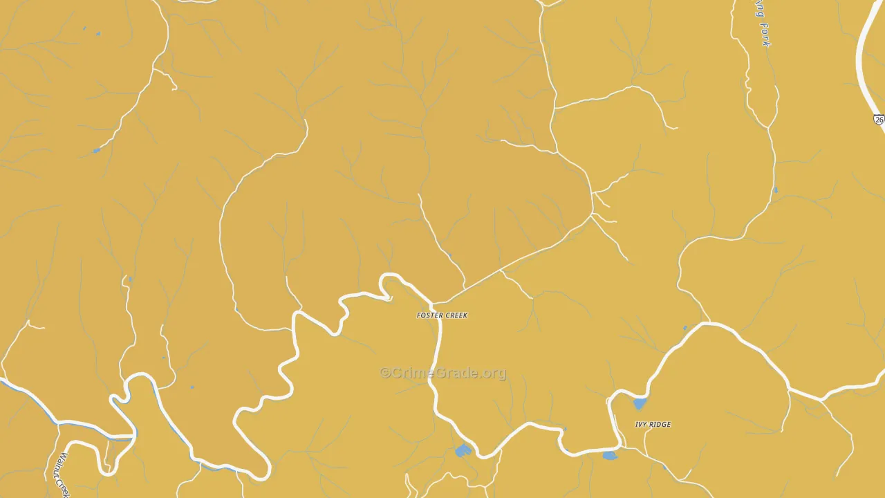 Foster Creek, NC Map of Burglary Rates