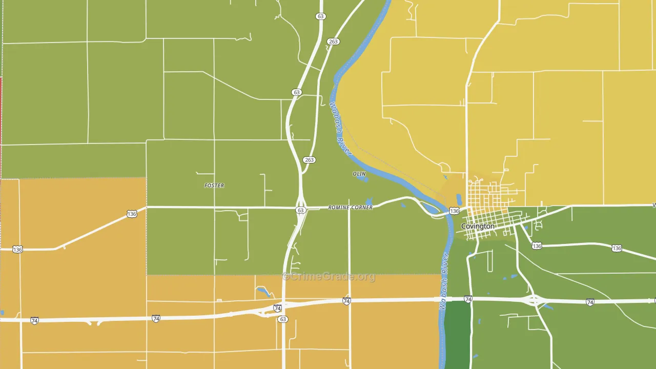 Foster, IN Map of Burglary Rates