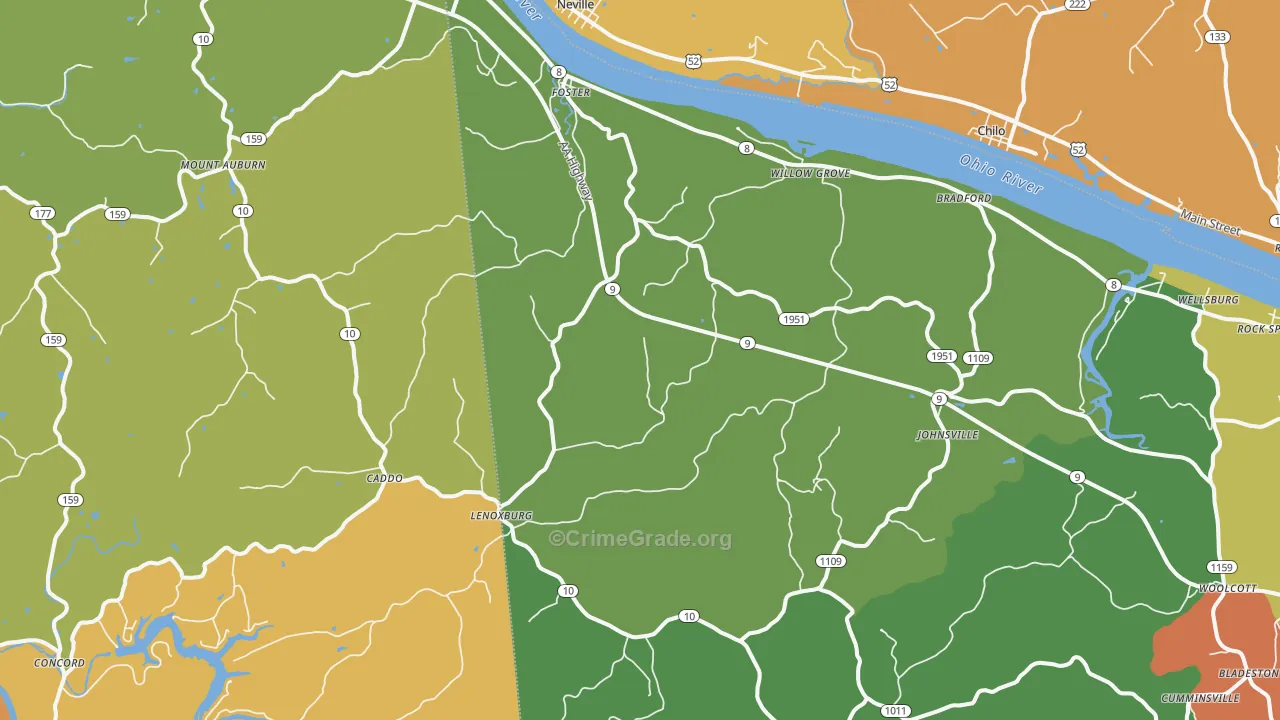 Foster, KY Map of Burglary Rates