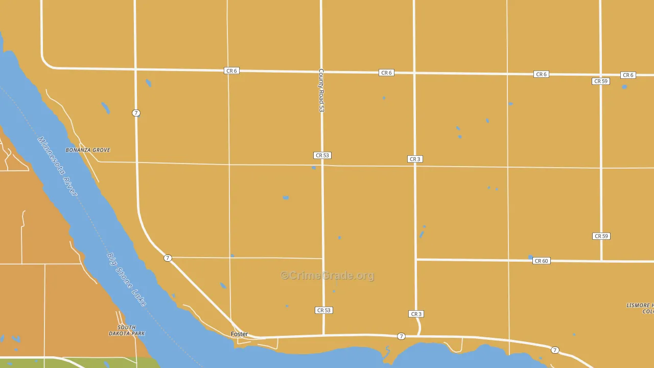Foster, MN Map of Burglary Rates