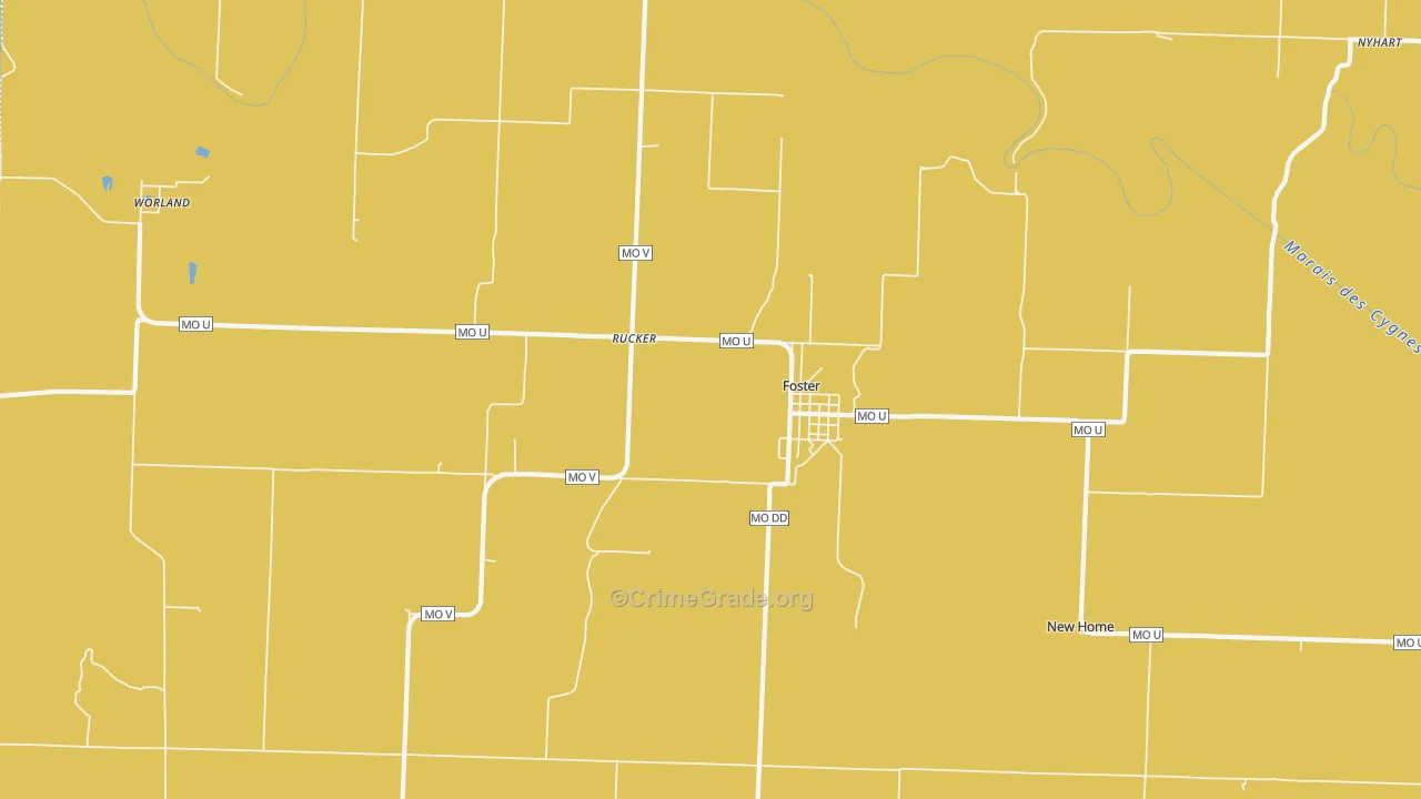 Foster, MO Map of Burglary Rates