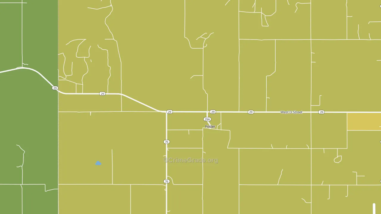 Foster, OK Map of Burglary Rates