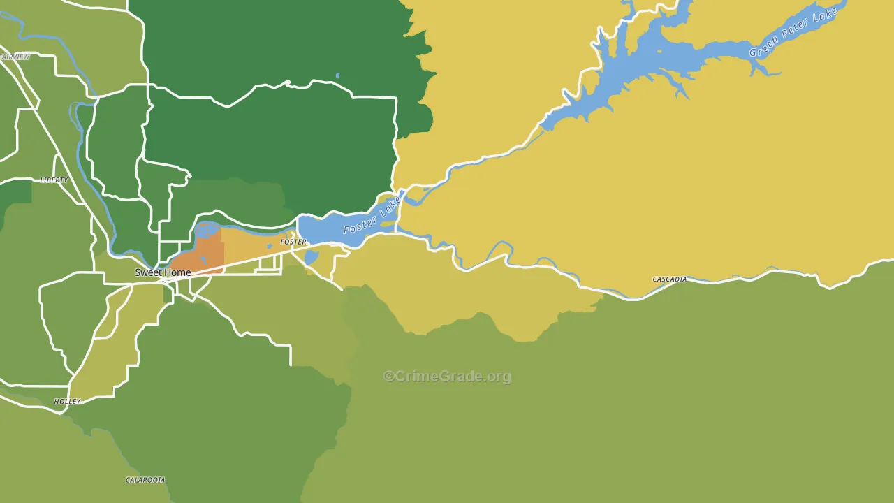 Foster, OR Map of Burglary Rates