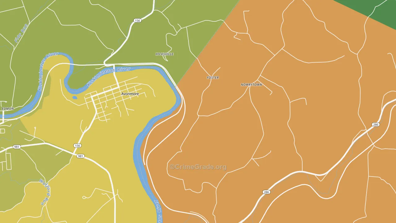 Foster, PA Map of Burglary Rates