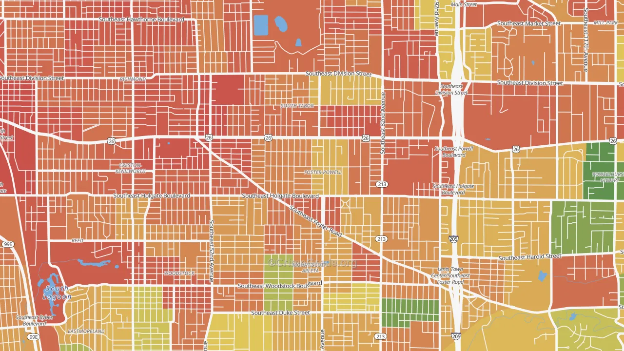Foster-Powell, Portland, OR Map of Burglary Rates