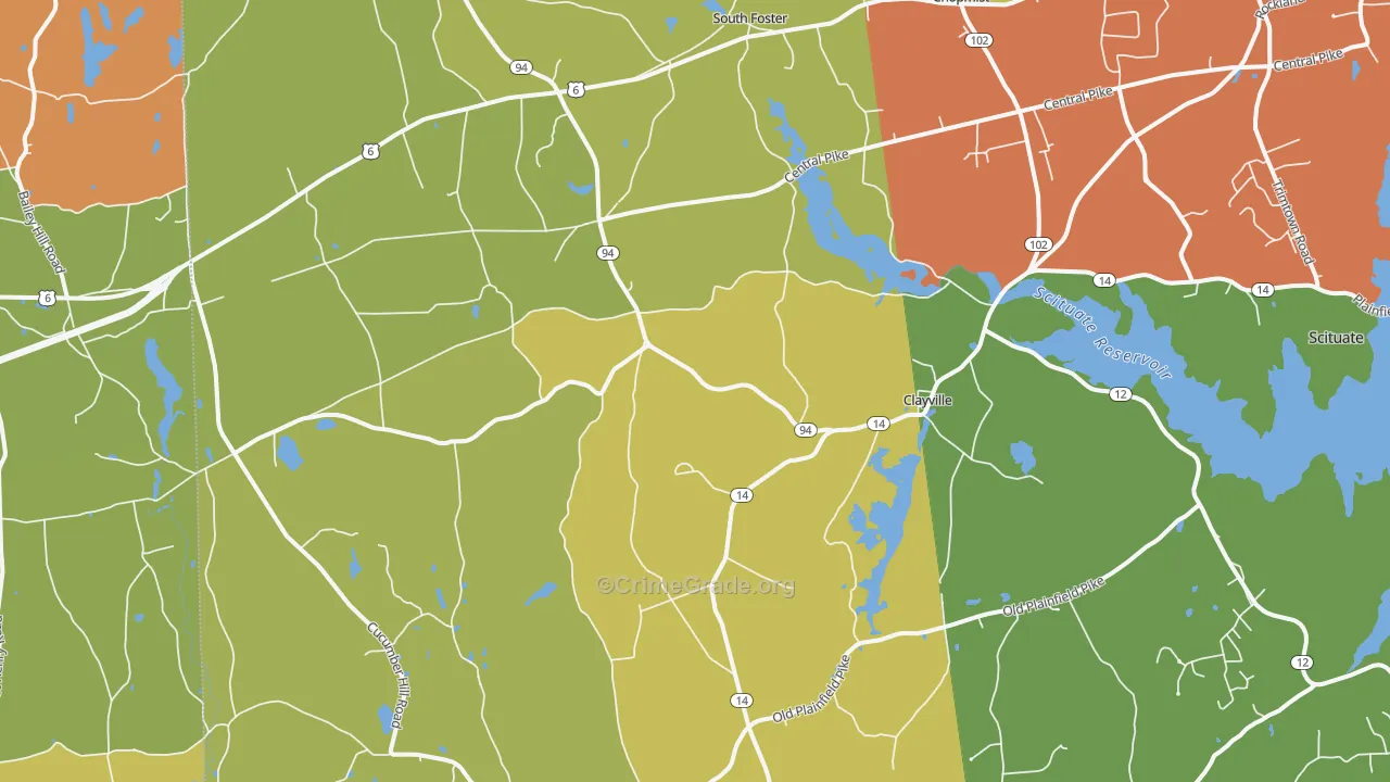 Foster, RI Map of Burglary Rates