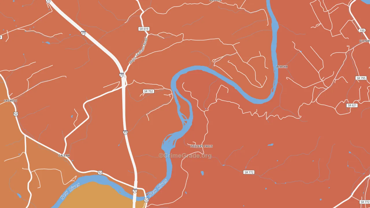 Fosters Falls, VA Map of Burglary Rates
