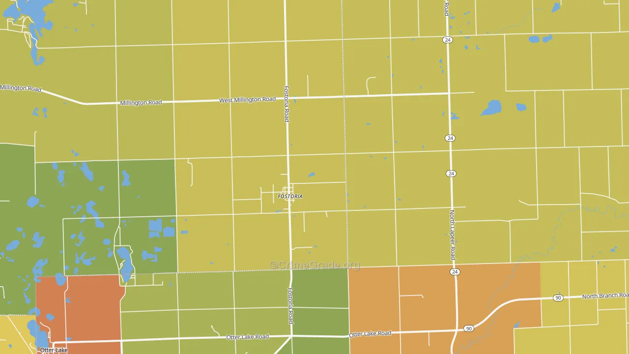 Fostoria, MI Map of Burglary Rates