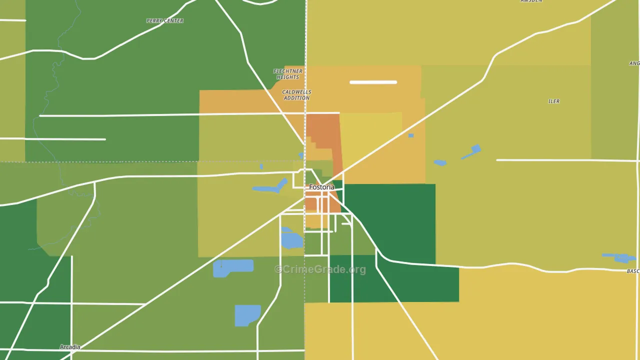 Fostoria, OH Map of Burglary Rates