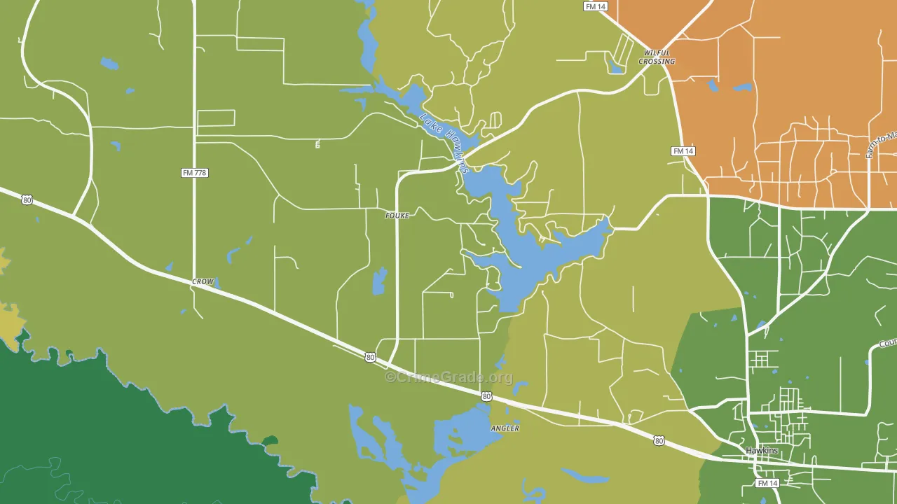 Fouke, TX Map of Burglary Rates