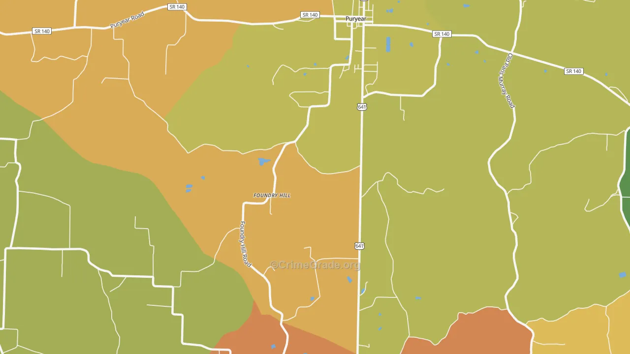Foundry Hill, TN Map of Burglary Rates