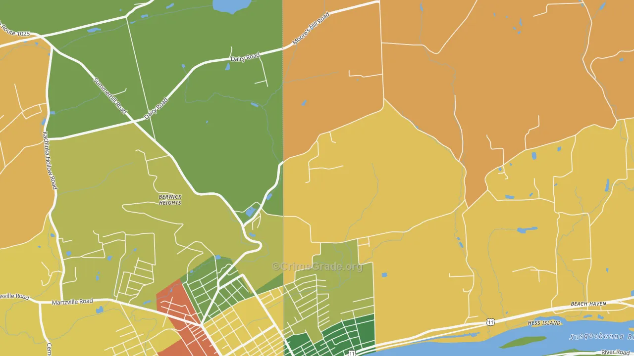 Foundryville, PA Map of Burglary Rates