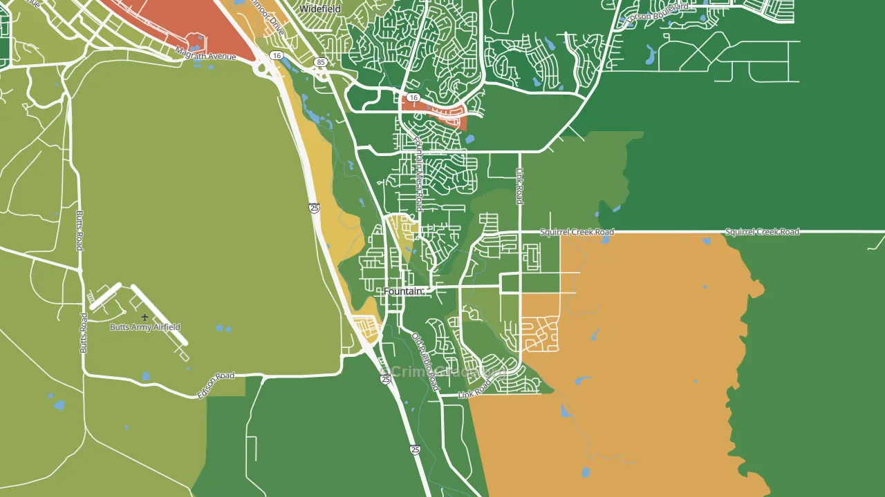 Fountain, CO Map of Burglary Rates