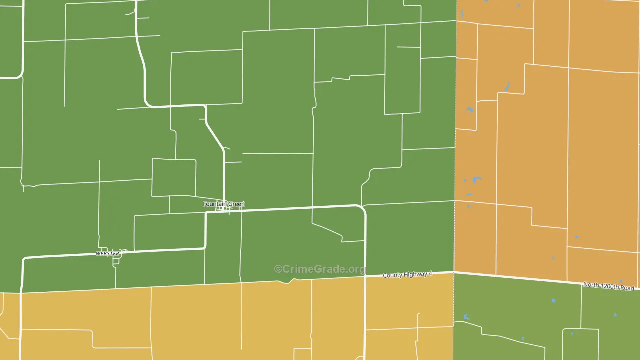 Fountain Green, IL Map of Burglary Rates