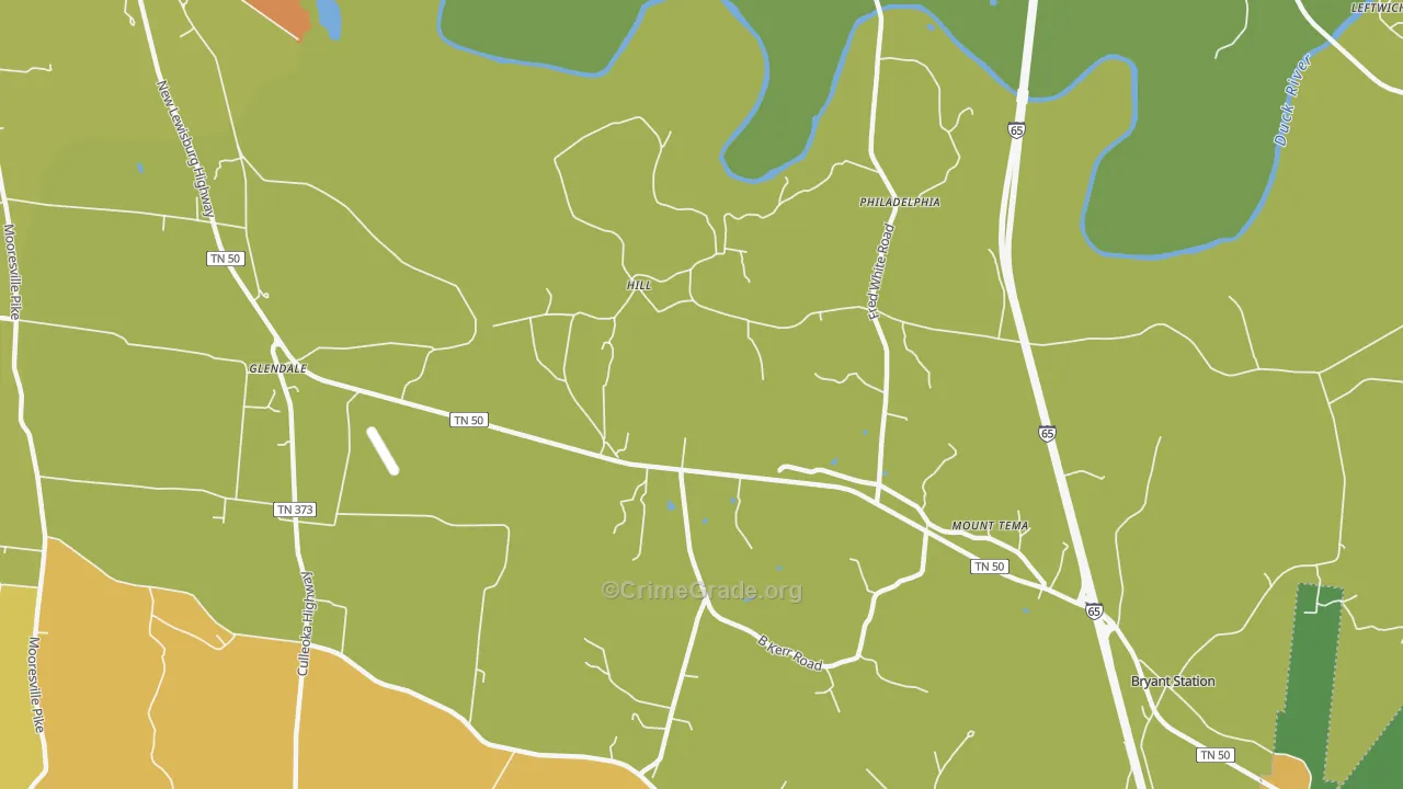 Fountain Heights, TN Map of Burglary Rates