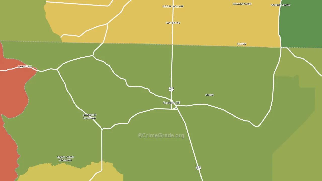 Fountain Hill, AR Map of Burglary Rates