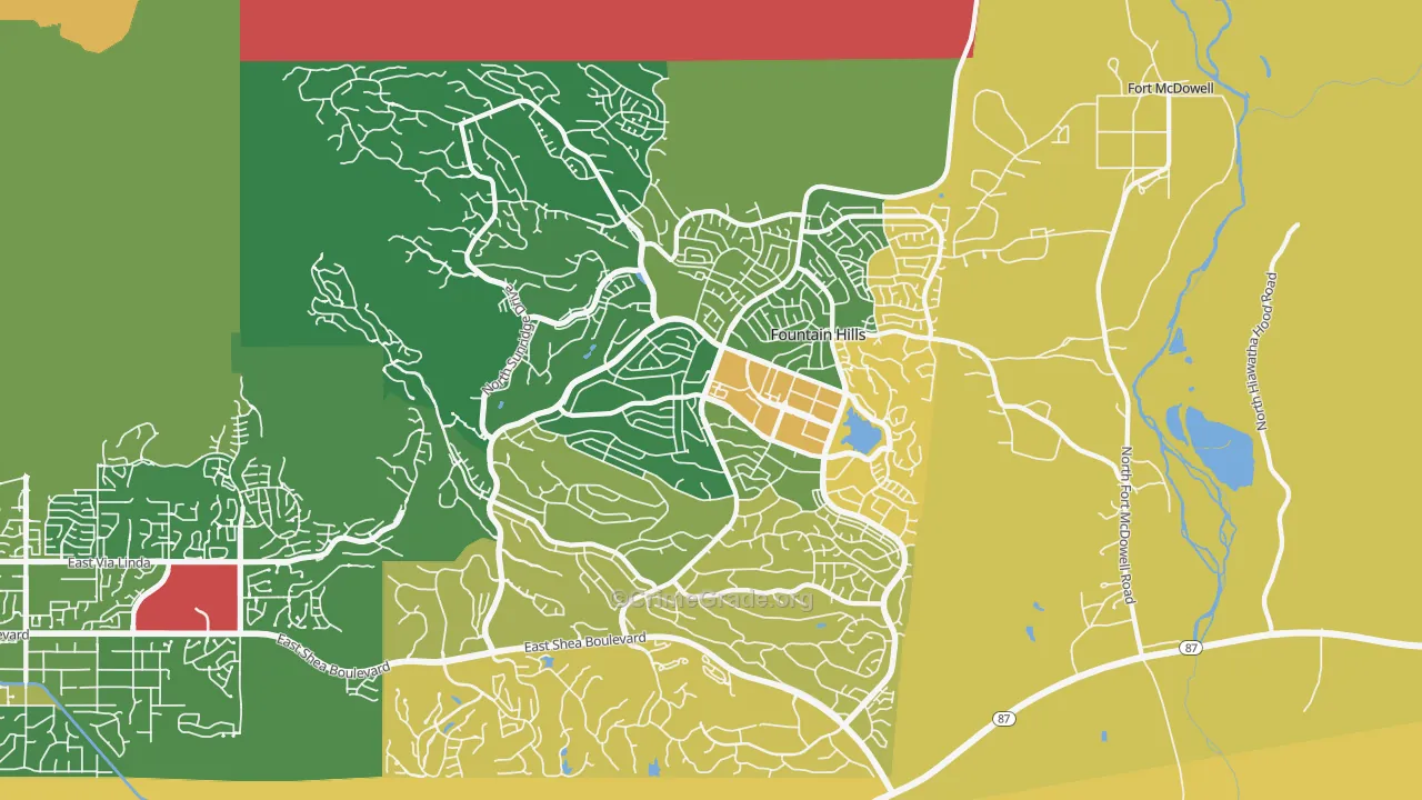 Fountain Hills, AZ Map of Burglary Rates