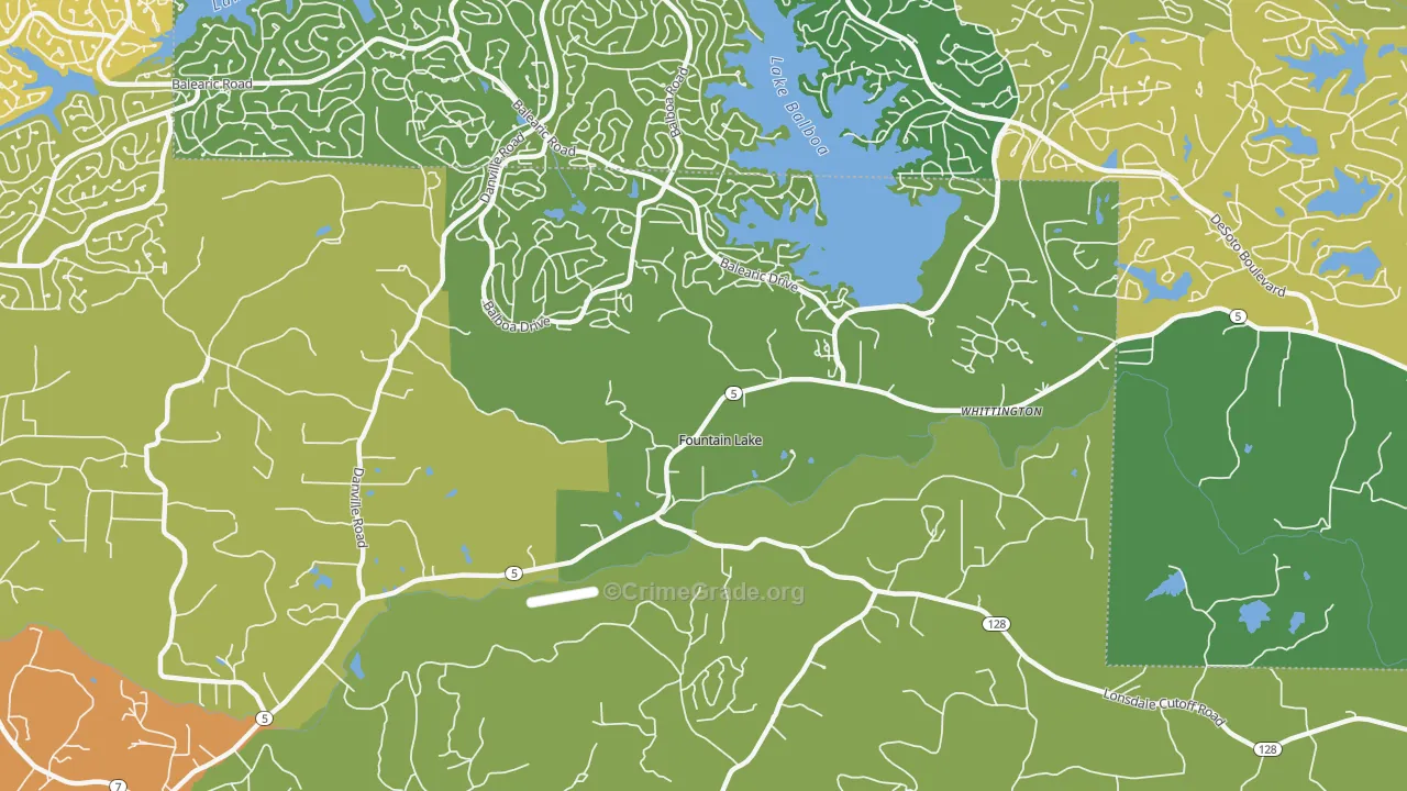 Fountain Lake, AR Map of Burglary Rates