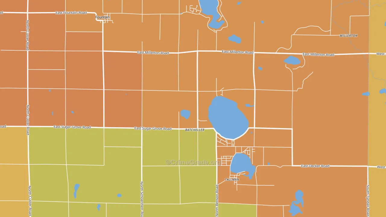 Fountain, MI Map of Burglary Rates