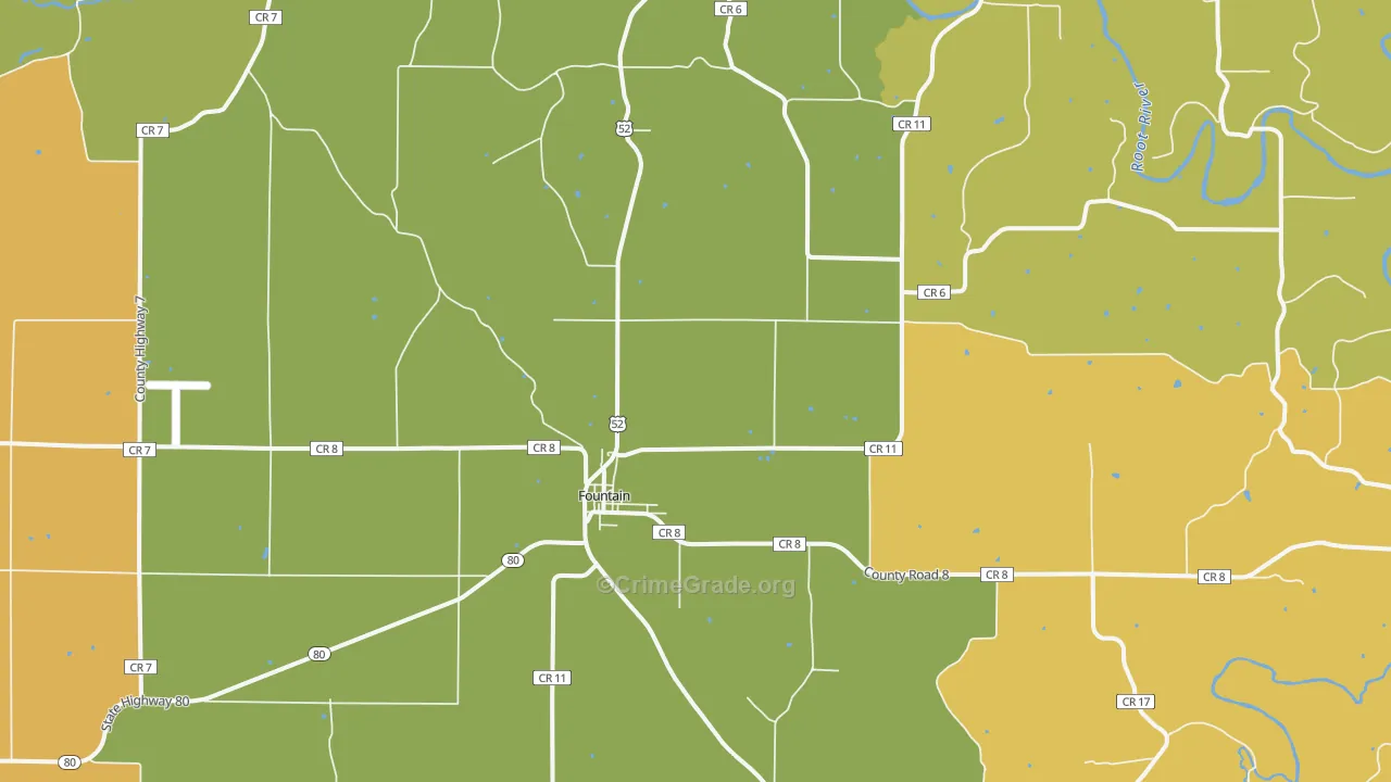 Fountain, MN Map of Burglary Rates