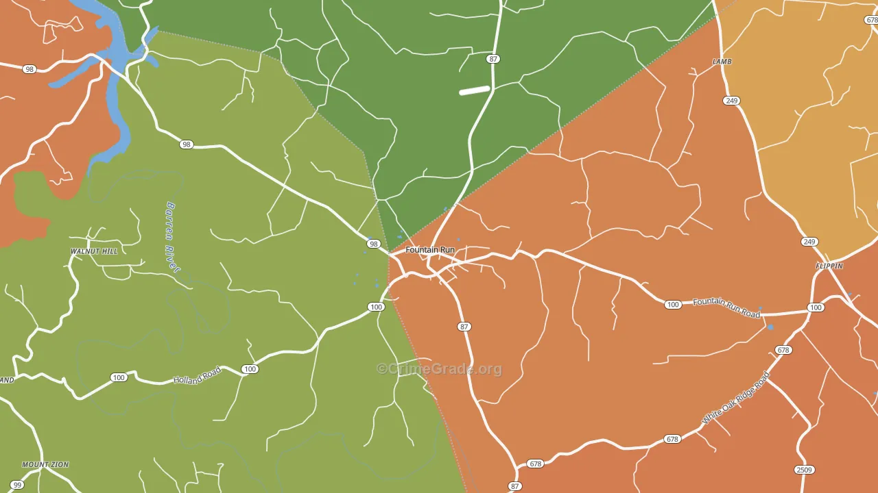 Fountain Run, KY Map of Burglary Rates