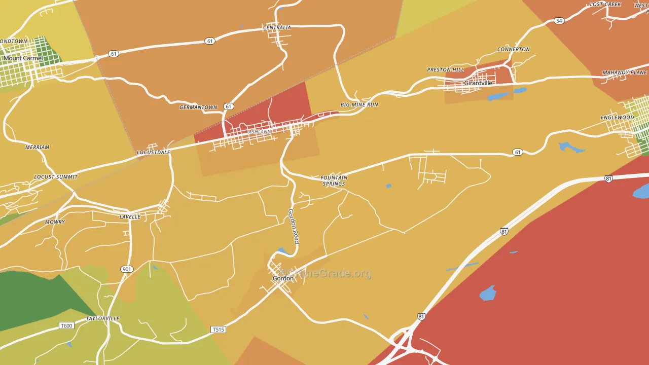 Fountain Springs, PA Map of Burglary Rates