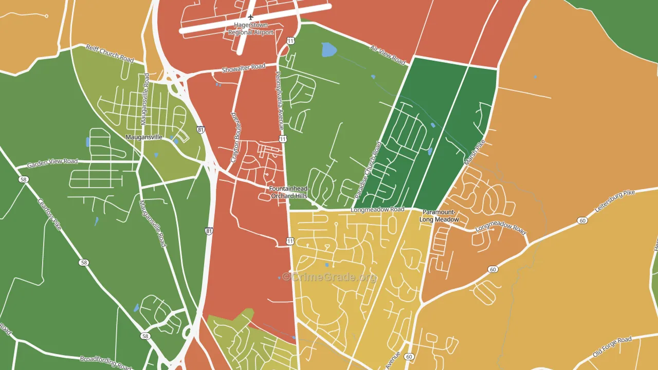 Fountainhead-Orchard Hills, MD Map of Burglary Rates