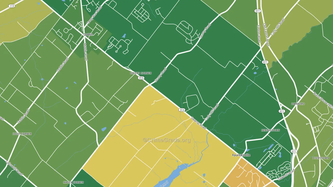 Fountainville, PA Map of Burglary Rates