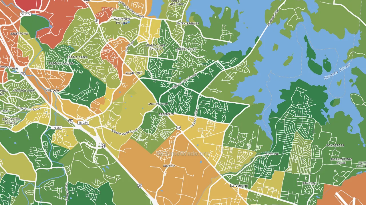 Four Corners, Antioch, TN Map of Burglary Rates