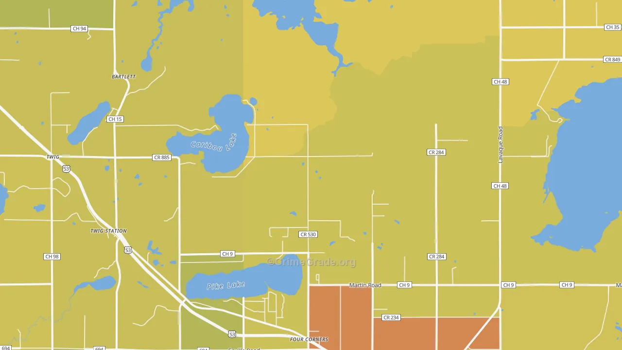 Four Corners, MN Map of Burglary Rates