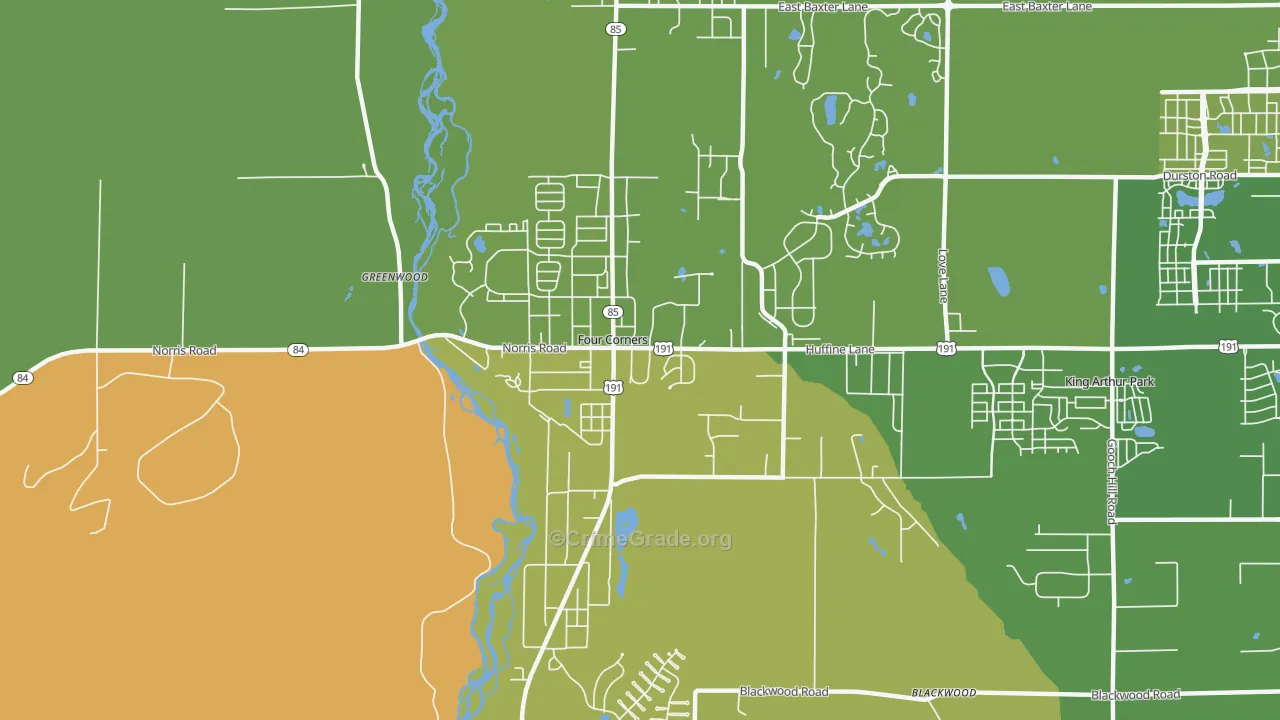Four Corners, MT Map of Burglary Rates