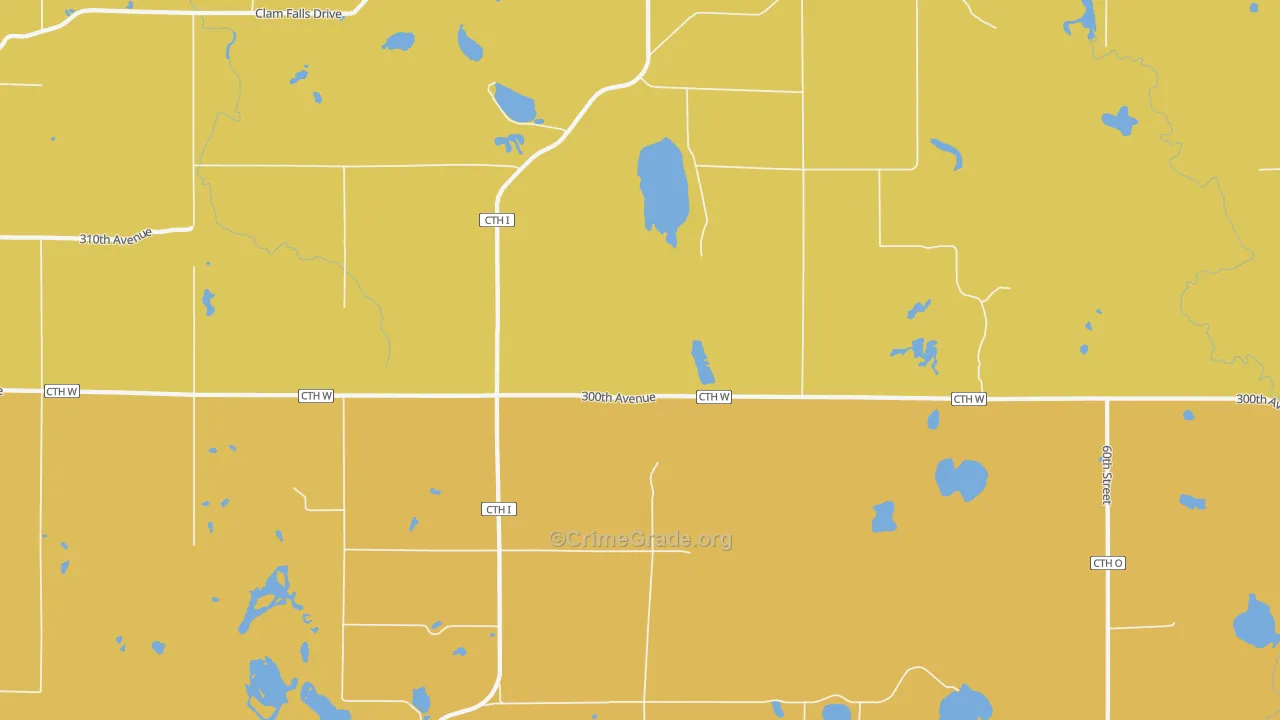 Four Corners, WI Map of Burglary Rates