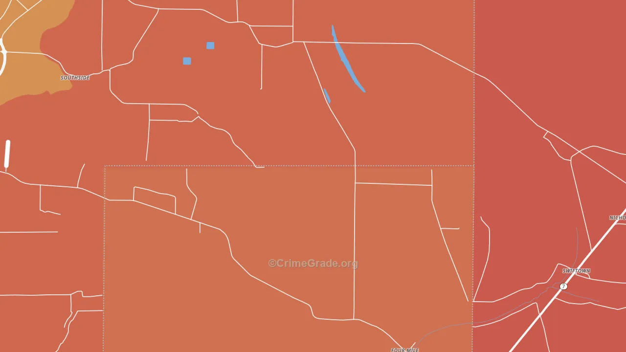 Four Mile, MS Map of Burglary Rates