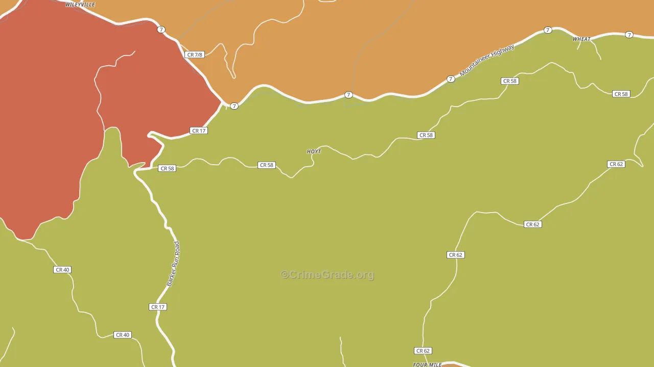 Four Mile, WV Map of Burglary Rates