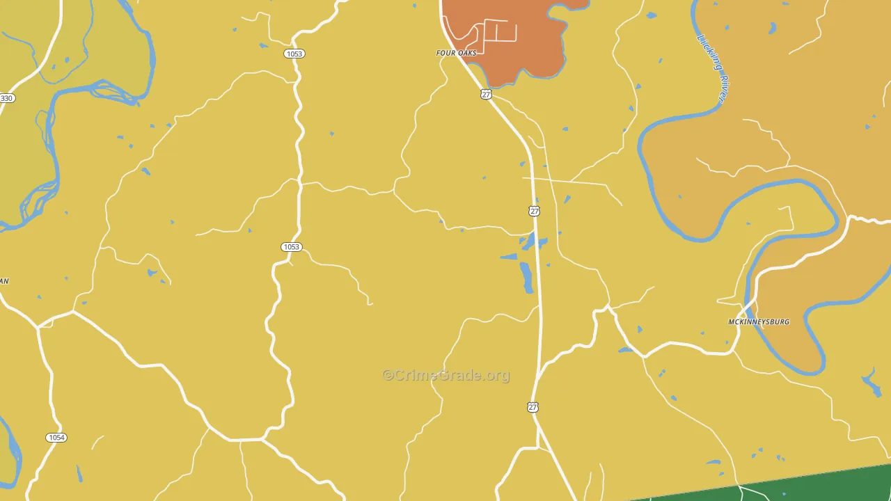 Four Oaks, KY Map of Burglary Rates