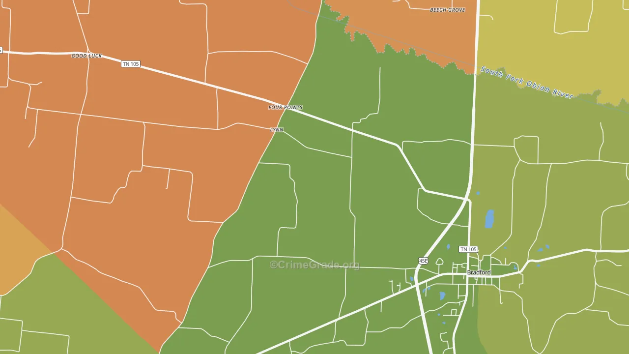 Four Point, TN Map of Burglary Rates