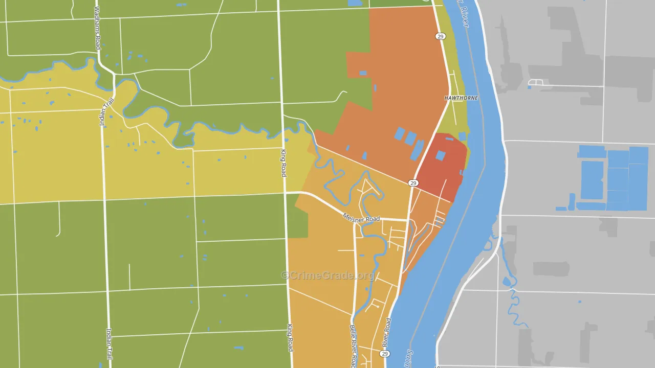 Four Towns, MI Map of Burglary Rates