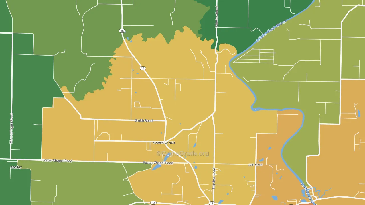 Fourmile Hill, AR Map of Burglary Rates